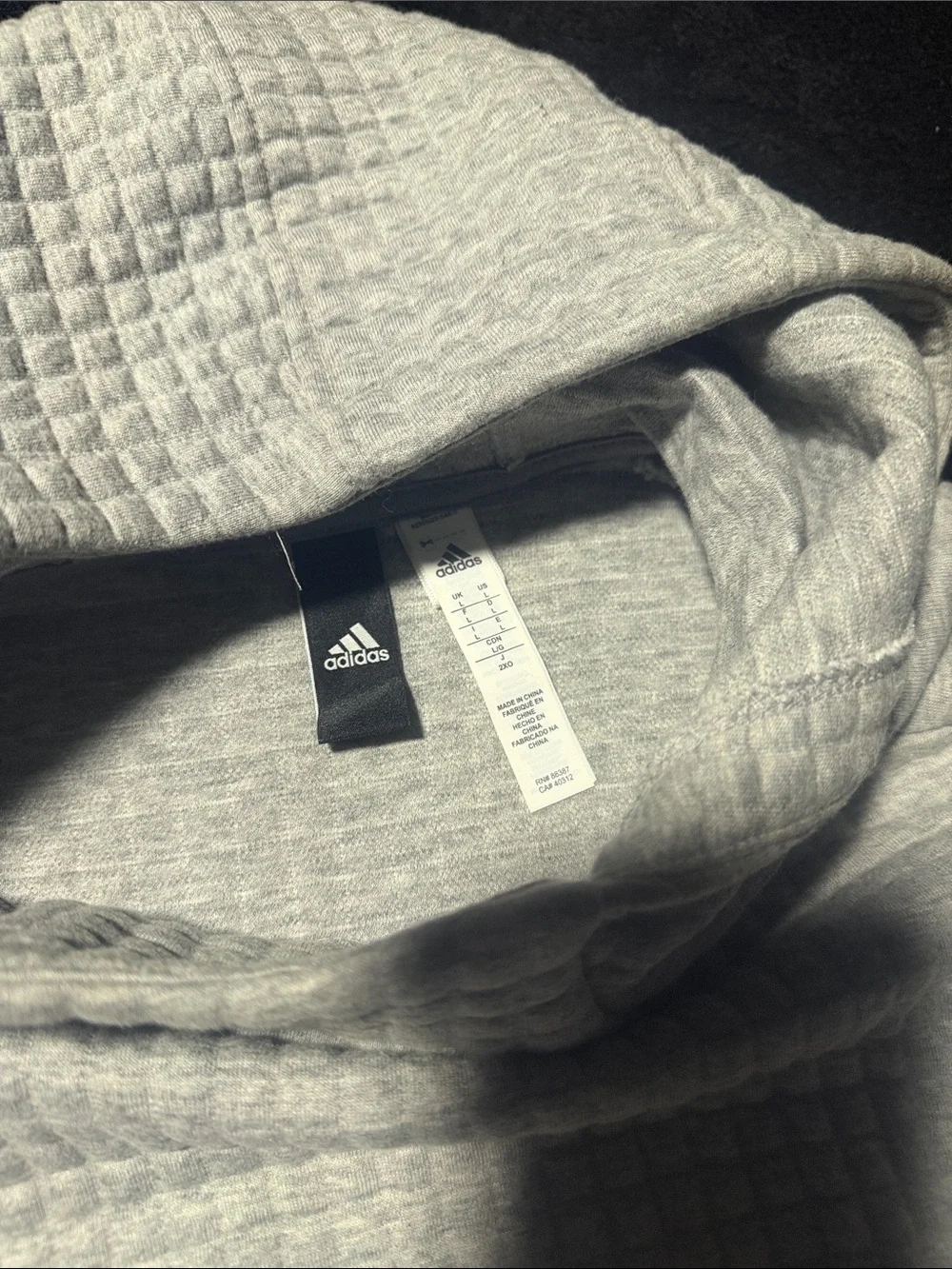 adidas Light Gray Quilted Waffle Hoodie
